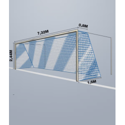11-mands Fodboldnet - 7,5 x 2,5 x 0,80/1,50M - 2 Farvet - St