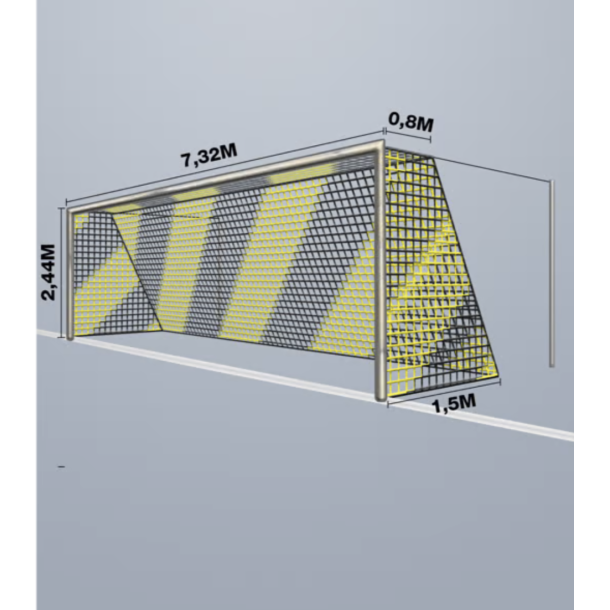 11-mands Fodboldnet - 7,5 x 2,5 x 0,80/1,50M - 2 Farvet - St