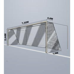 11-mands Fodboldnet - 7,5 x 2,5 x 0,80/1,50M - 2 Farvet - St