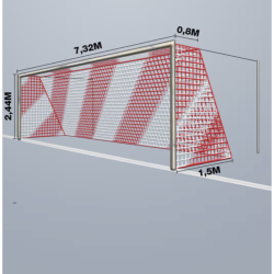 11-mands Fodboldnet - 7,5 x 2,5 x 0,80/1,50M - 2 Farvet - St