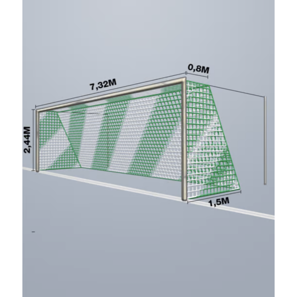 11-mands Fodboldnet - 7,5 x 2,5 x 0,80/1,50M - 2 Farvet - St