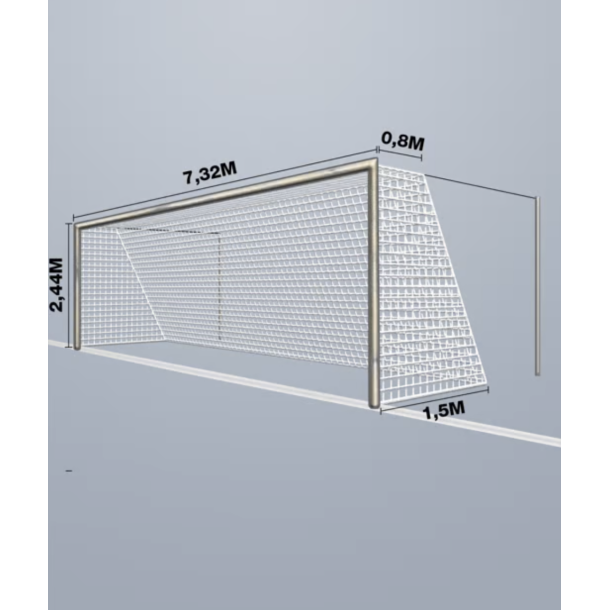 11-mands Fodboldnet - 7,5 x 2,5 x 0,80/1,50M - St