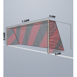 11-mands Fodboldnet - 7,5 x 2,5 x 0,80/2M - 2 Farvet - St