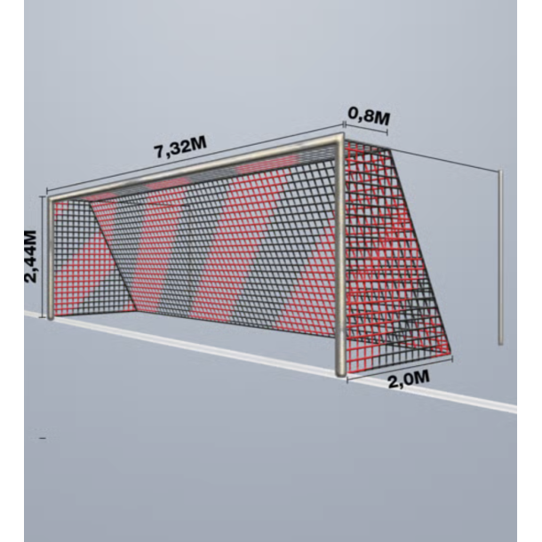 11-mands Fodboldnet - 7,5 x 2,5 x 0,80/2M - 2 Farvet - St