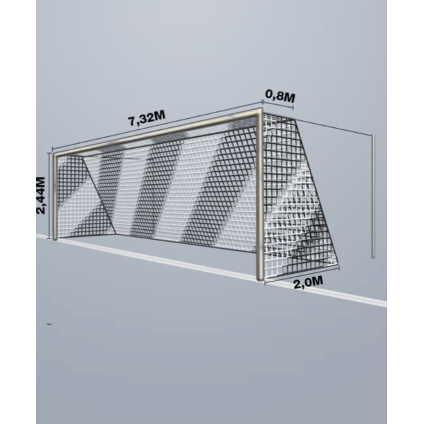 11-mands Fodboldnet - 7,5 x 2,5 x 0,80/2M - 2 Farvet - St