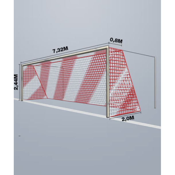 11-mands Fodboldnet - 7,5 x 2,5 x 0,80/2M - 2 Farvet - St