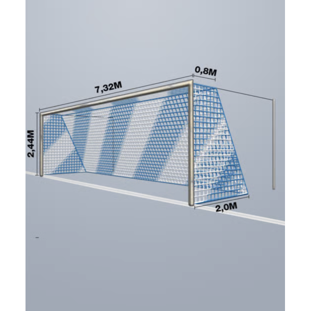 11-mands Fodboldnet - 7,5 x 2,5 x 0,80/2M - 2 Farvet - St