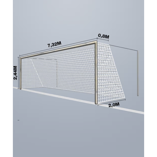 11-mands Fodboldnet - 7,5 x 2,5 x 0,80/2M - St