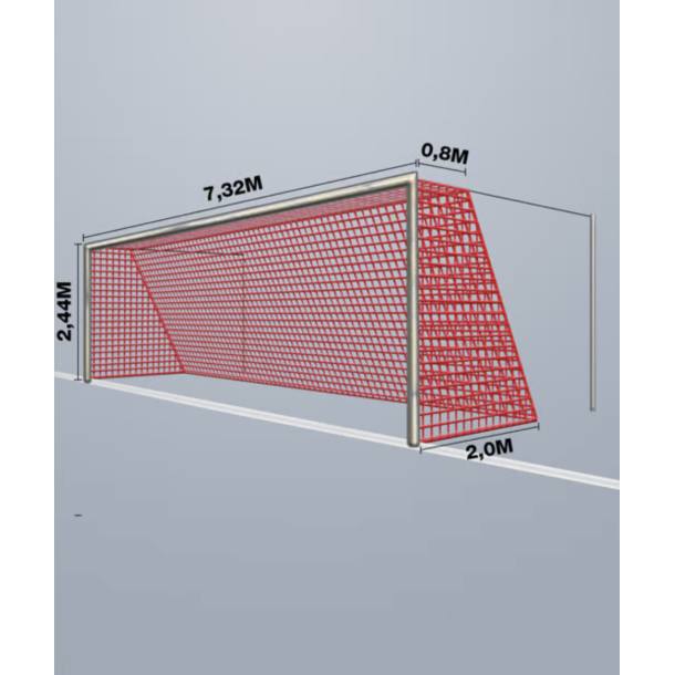 11-mands Fodboldnet - 7,5 x 2,5 x 0,80/2M - St