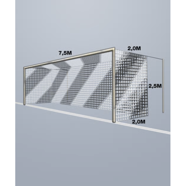 11-mands Fodboldnet - 7,5 x 2,5 x 2M - 2 Farvet - St