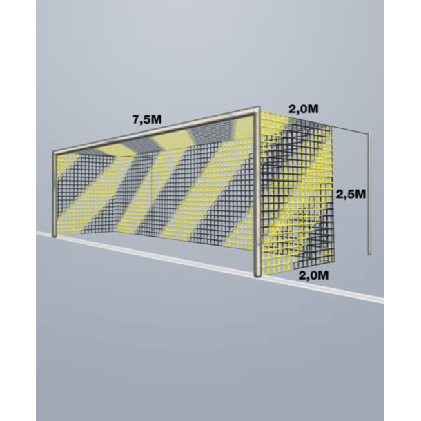 11-mands Fodboldnet - 7,5 x 2,5 x 2M - 2 Farvet - St