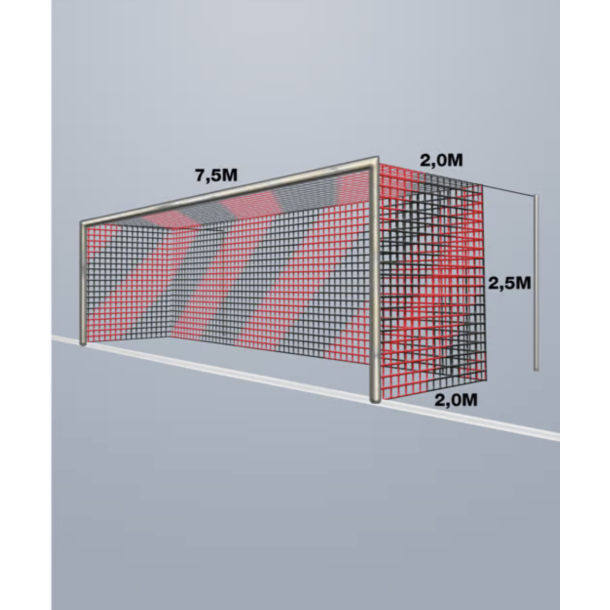 11-mands Fodboldnet - 7,5 x 2,5 x 2M - 2 Farvet - St