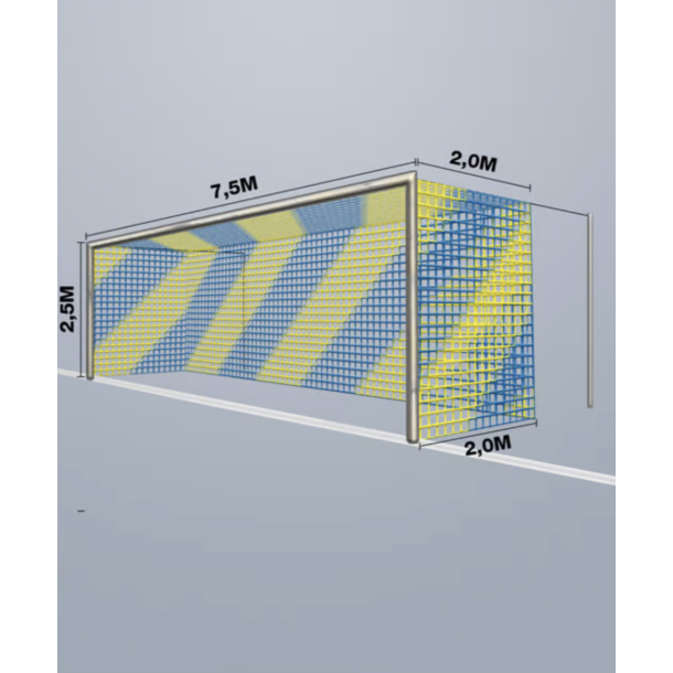 11-mands Fodboldnet - 7,5 x 2,5 x 2M - 2 Farvet - St