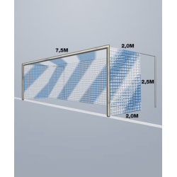11-mands Fodboldnet - 7,5 x 2,5 x 2M - 2 Farvet - St