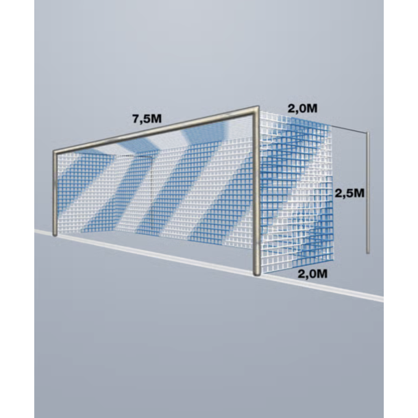 11-mands Fodboldnet - 7,5 x 2,5 x 2M - 2 Farvet - St