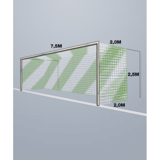 11-mands Fodboldnet - 7,5 x 2,5 x 2M - 2 Farvet - St