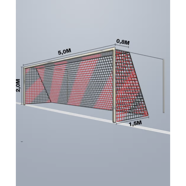 7-mands Fodboldnet - 5,15 x 2,05 x 0,80/1,50M - 2 Farvet - St