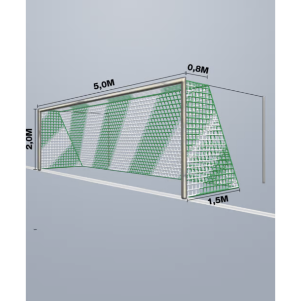 7-mands Fodboldnet - 5,15 x 2,05 x 0,80/1,50M - 2 Farvet - St