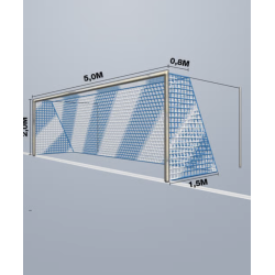 7-mands Fodboldnet - 5,15 x 2,05 x 0,80/1,50M - 2 Farvet - St