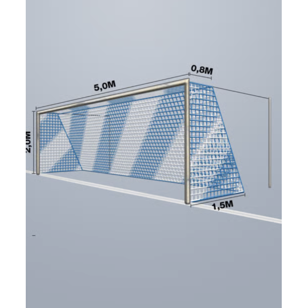7-mands Fodboldnet - 5,15 x 2,05 x 0,80/1,50M - 2 Farvet - St