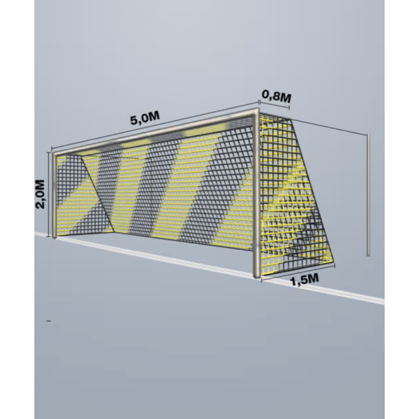 7-mands Fodboldnet - 5,15 x 2,05 x 0,80/1,50M - 2 Farvet - St