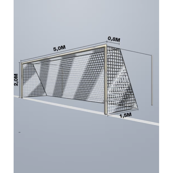 7-mands Fodboldnet - 5,15 x 2,05 x 0,80/1,50M - 2 Farvet - St