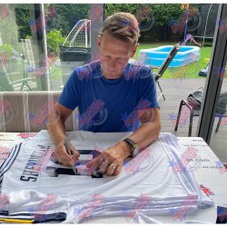 Tottenham Hotspur FC 1994 Klinsmann &amp; Sheringham Signeret Trje (Indrammet)