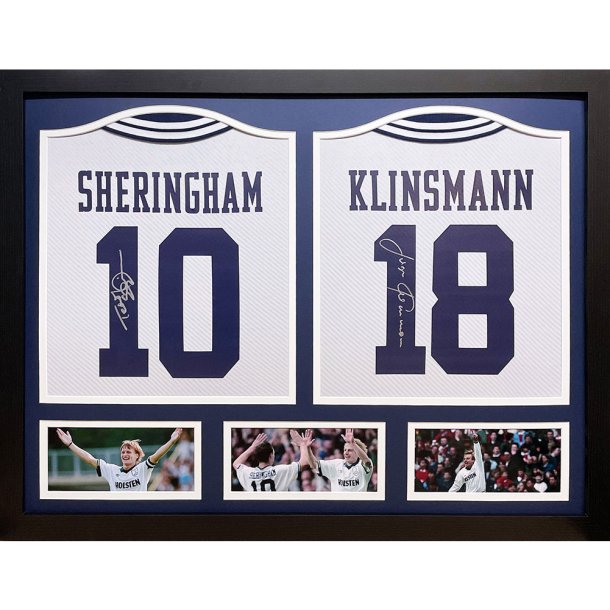 Tottenham Hotspur FC 1994 Klinsmann &amp; Sheringham Signeret Trje (Indrammet)