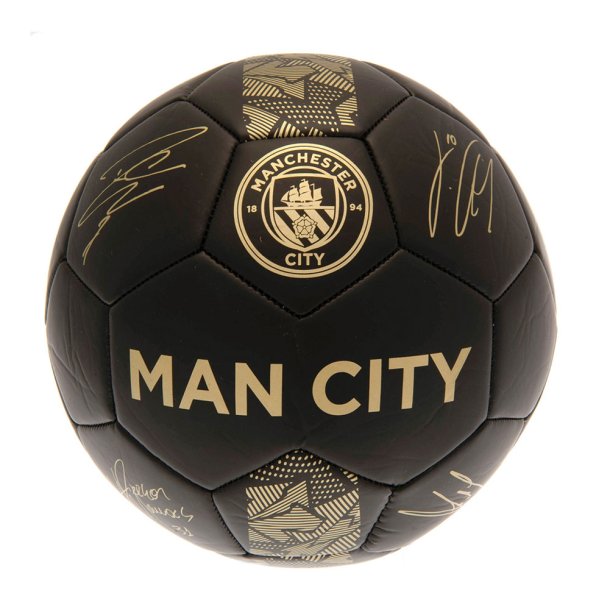 Manchester City FC Guld Skill Bold m. Autografer - Str. 1