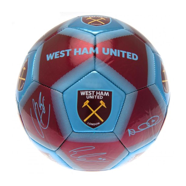 West Ham United FC Mini Bold m. Autografer - Str. 1