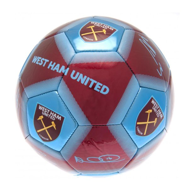 West Ham United FC Mini Bold m. Autografer - Str. 1