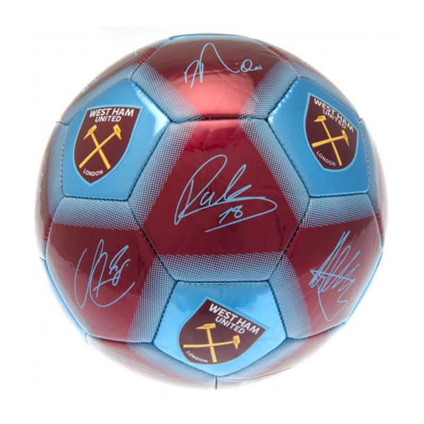 West Ham United FC Mini Bold m. Autografer - Str. 1