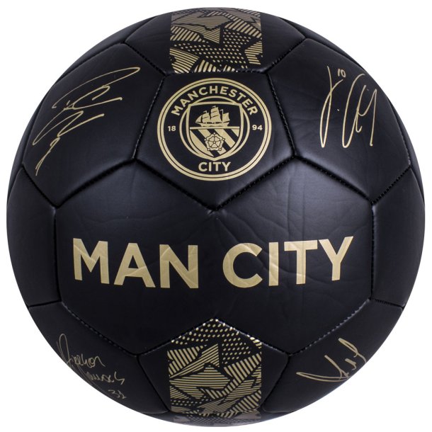 Manchester City FC Guld Fodbold m. Autografer - Str. 5