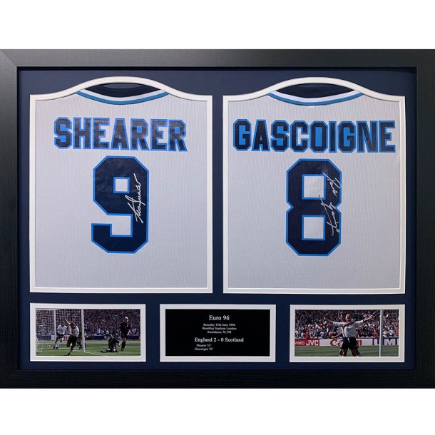 England FA 1996 Shearer &amp; Gascoigne Signeret Trjer (Indrammet)