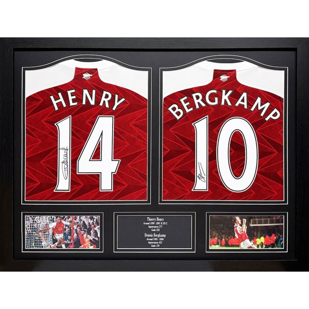 Arsenal FC Henry &amp; Bergkamp Signeret Trjer Indrammet