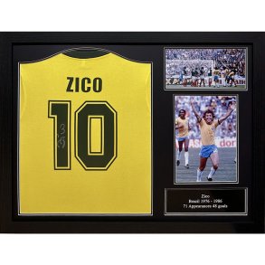 Brasilien 1982 Zico Signeret Trje (Indrammet)
