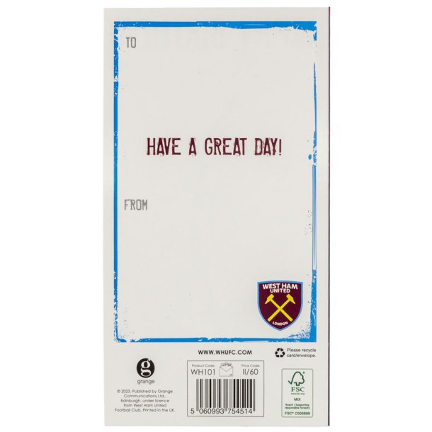 West Ham United FC F�dselsdagskort 