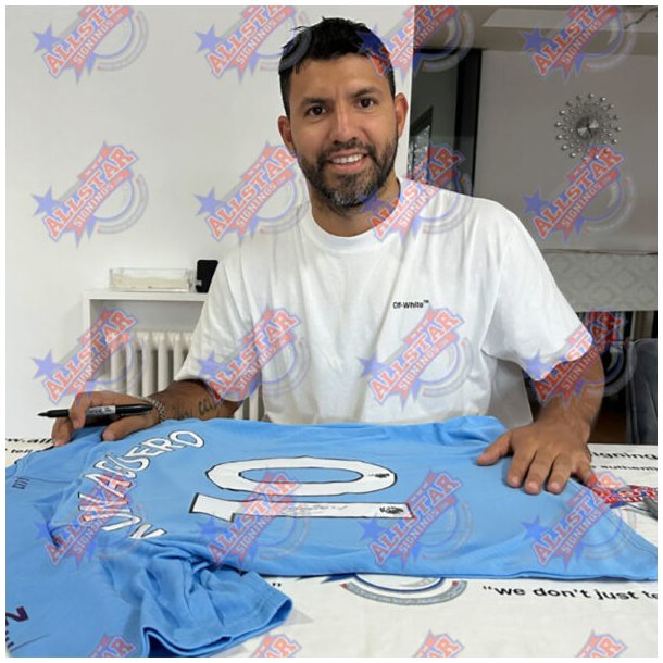 Manchester City FC Aguero signeret trje (Indrammet)