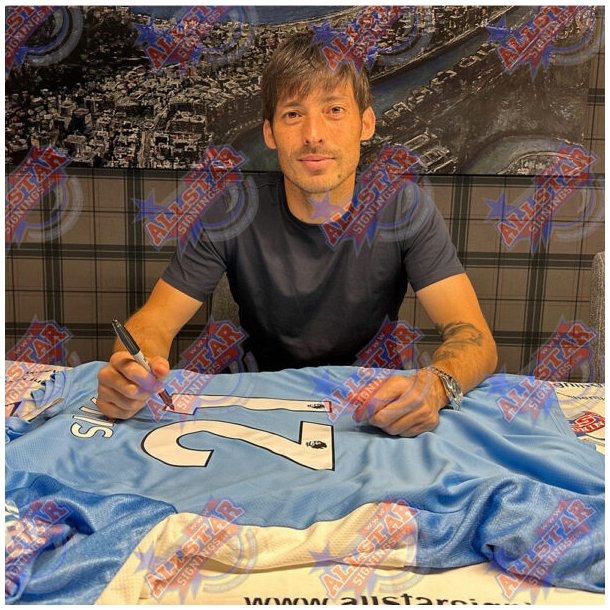 Manchester City FC David Silva Signeret Trje (Indrammet)