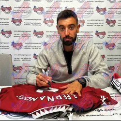 Manchester United FC Bruno Fernandes &amp; Rashford Signeret Trje (Indrammet)