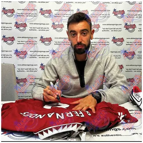 Manchester United FC Bruno Fernandes &amp; Rashford Signeret Trje (Indrammet)