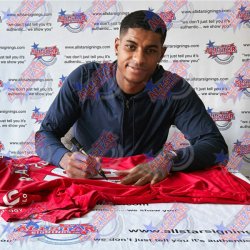 Manchester United FC Bruno Fernandes &amp; Rashford Signeret Trje (Indrammet)