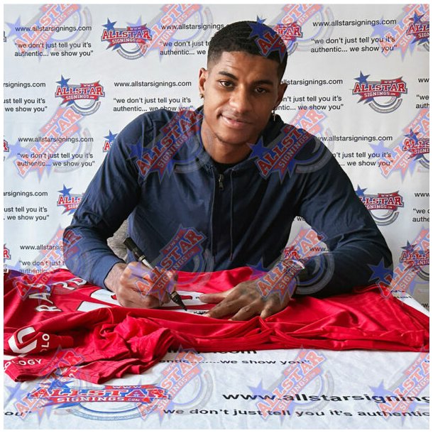 Manchester United FC Bruno Fernandes &amp; Rashford Signeret Trje (Indrammet)