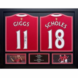 Manchester United FC Giggs &amp; Scholes Signeret Trje (Indrammet)