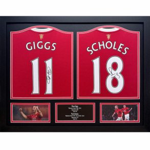 Manchester United FC Giggs & Scholes Signeret Trje (Indrammet)
