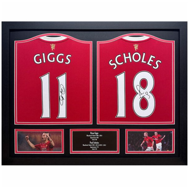 Manchester United FC Giggs &amp; Scholes Signeret Trje (Indrammet)