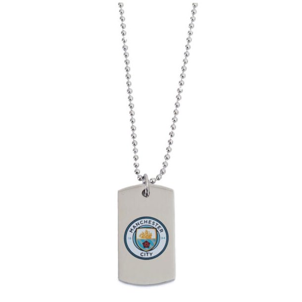 Manchester City FC Slvbelagt Dog Tag Halskde i Gaveske