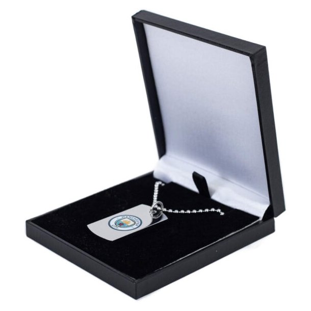 Manchester City FC Slvbelagt Dog Tag Halskde i Gaveske