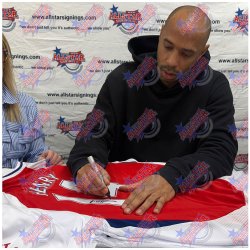 Arsenal FC Dennis Bergkamp og Thierry Henry signerede trjer (indrammet)