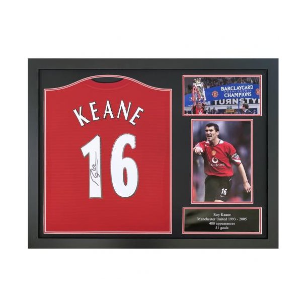 ydre Tag et bad gentagelse Manchester United FC Keane Signeret Trøje i Ramme - Signeret Produkter -  Fodboldfan-shoppen.dk